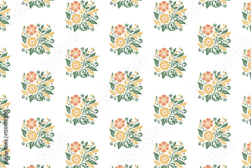 seamless textile sketch, rose line pattern, minimal floral fabric, modern wrapping paper design, one line flower texture

