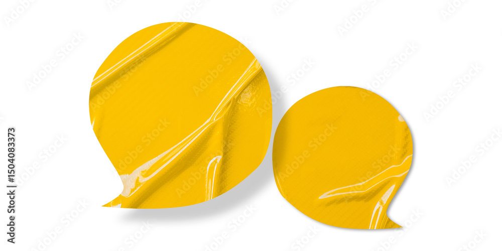 Yellow speech bubble crumpled paper isolated on transparent background Yellow speech bubble crumpled paper isolated on transparent background