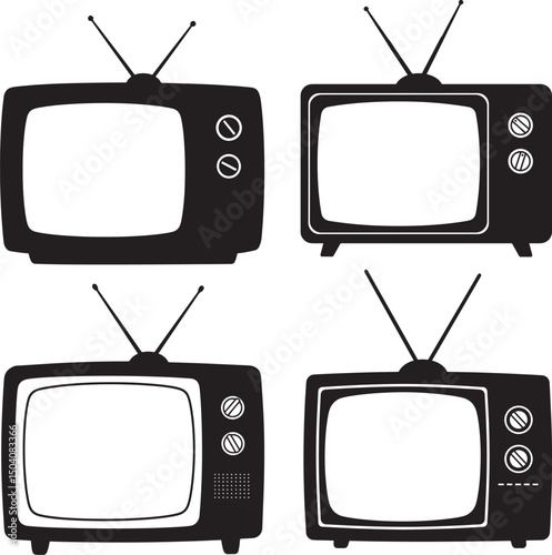 TV Icon Silhouette Vector Illustration