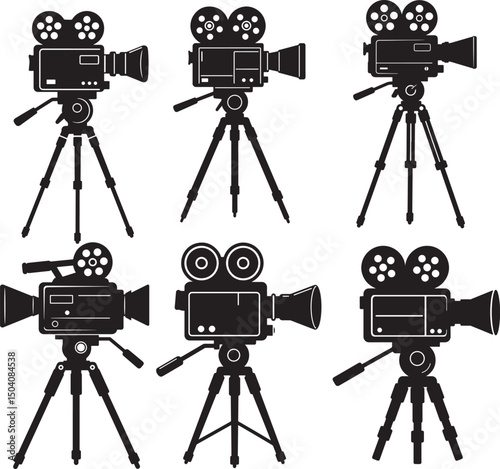 Video Camera Block Style Icon Silhouette Vector Illustration