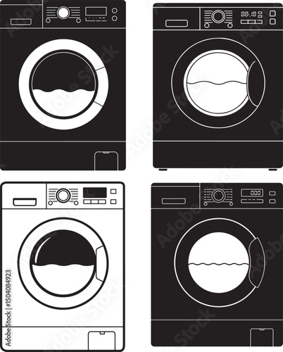 Washing Machine Icon Silhouette Vector Illustration