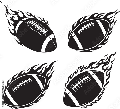 American Football Icon Silhouette Vector Illustration
