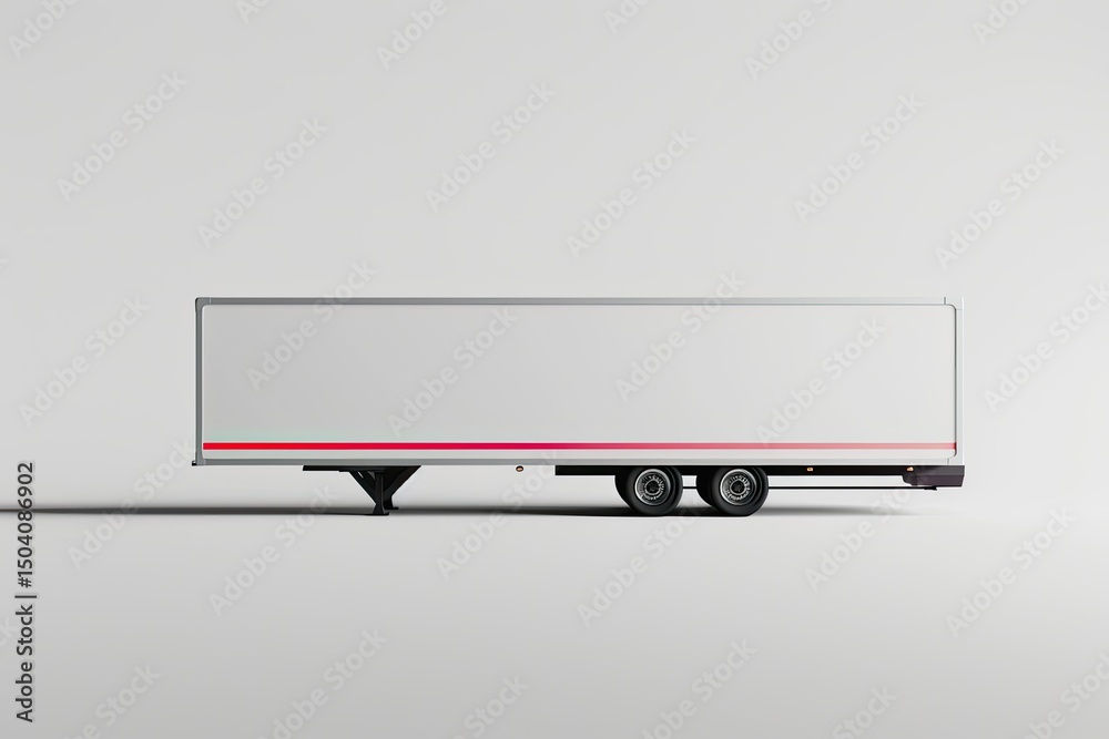 Vibrant Picture of a White Trailer with a Red Stripe on the Side Vibrant Picture of a White Trailer with a Red Stripe on the Side