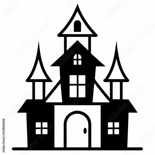 haunted house outline on white background  .svg