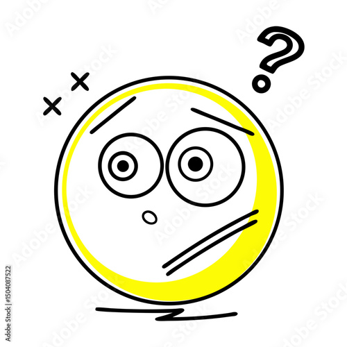 Confused emoticon with tilted head, expressing puzzlement or uncertainty in a simple digital illustration.