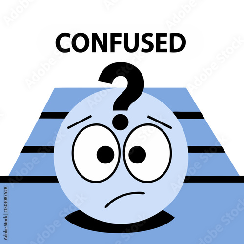 Confused emoticon with tilted head, expressing puzzlement or uncertainty in a simple digital illustration.