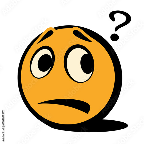 Confused emoticon with tilted head, expressing puzzlement or uncertainty in a simple digital illustration.