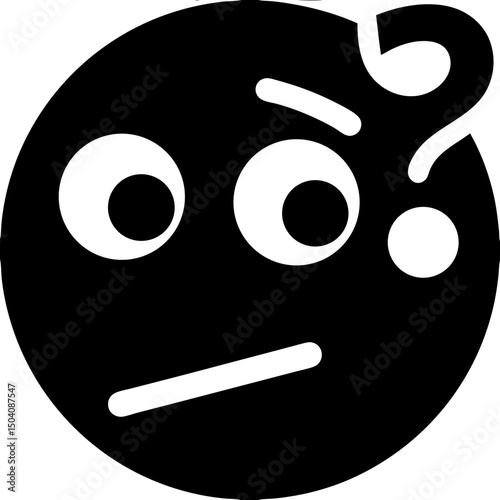 Confused emoticon with tilted head, expressing puzzlement or uncertainty in a simple digital illustration.