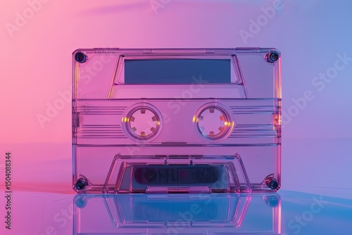 Sharp Image of Close Up Shot Clear Cassette Tape on Gradient Background