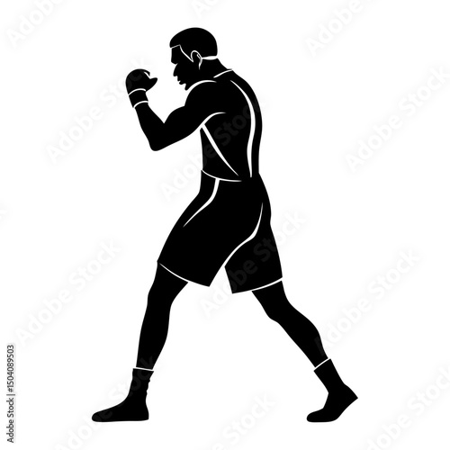 vector a boxer stand with pose vector silhouette