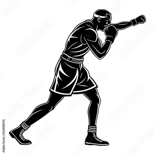 vector a boxer stand with pose vector silhouette