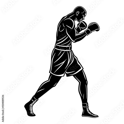vector a boxer stand with pose vector silhouette