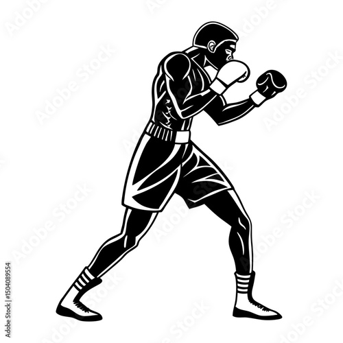vector a boxer stand with pose vector silhouette