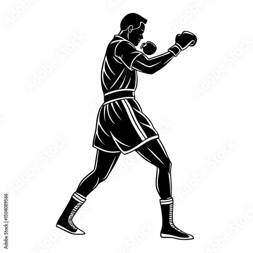 vector a boxer stand with pose vector silhouette