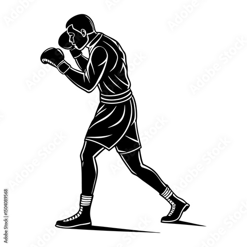 vector a boxer stand with pose vector silhouette
