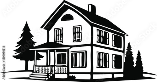 House Silhouette Icon Collection. Modern House Illustration Set. Black House Design Elements. Residential Building Graphic Set. Minimal House Outline Art