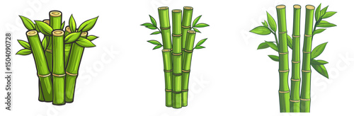 Bamboo plants in vibrant colors standing together in a lively arrangement showcasing nature's beauty