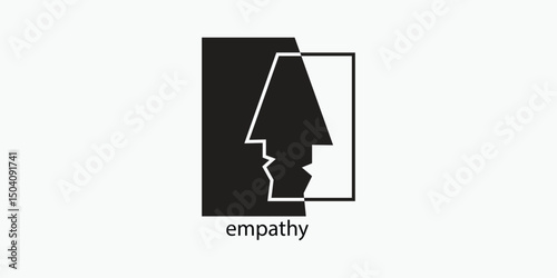 Icon empathy. Logo psychologist, psychotherapist, psychotherapy. Two abstract human profile. Vector pictogram