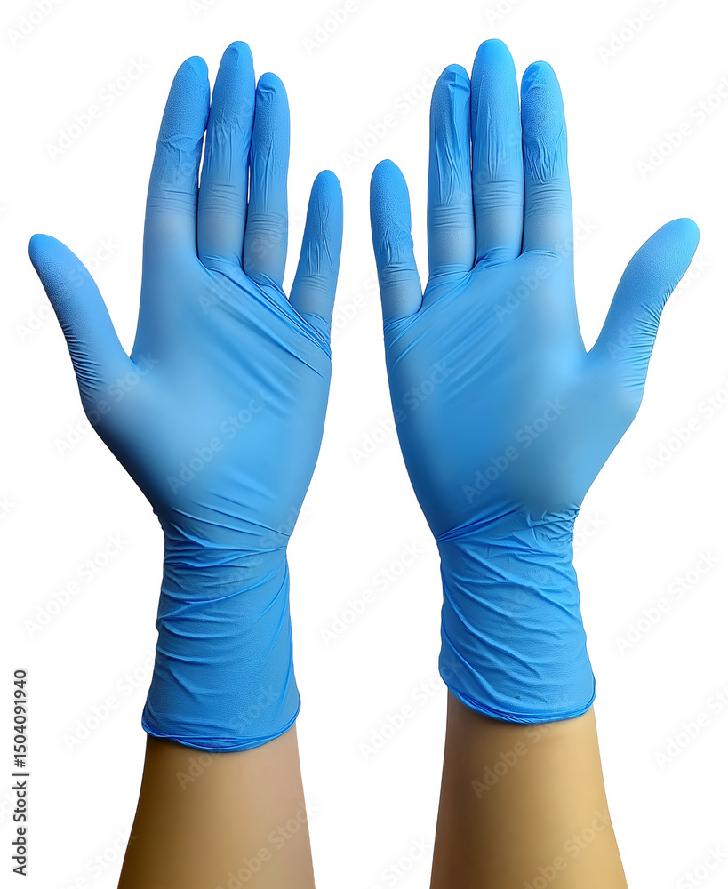 Obraz premium Blue medical gloves , isolated on transparent background, png