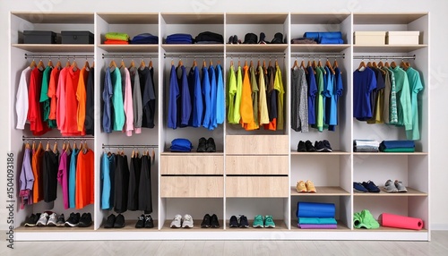colorful clothes in a cupboard 