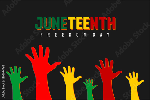 Juneteenth Freedom Day greeting banner or background card. Celebrating African-American history, culture, and the annual U.S. holiday honoring emancipation and heritage.