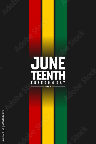 Juneteenth Freedom Day greeting banner or background card. Celebrating African-American history, culture, and the annual U.S. holiday honoring emancipation and heritage.