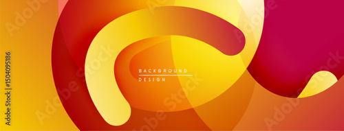 Abstract fluid shapes, warm color palette. Orange, yellow, red gradients create dynamic composition. Modern design element.