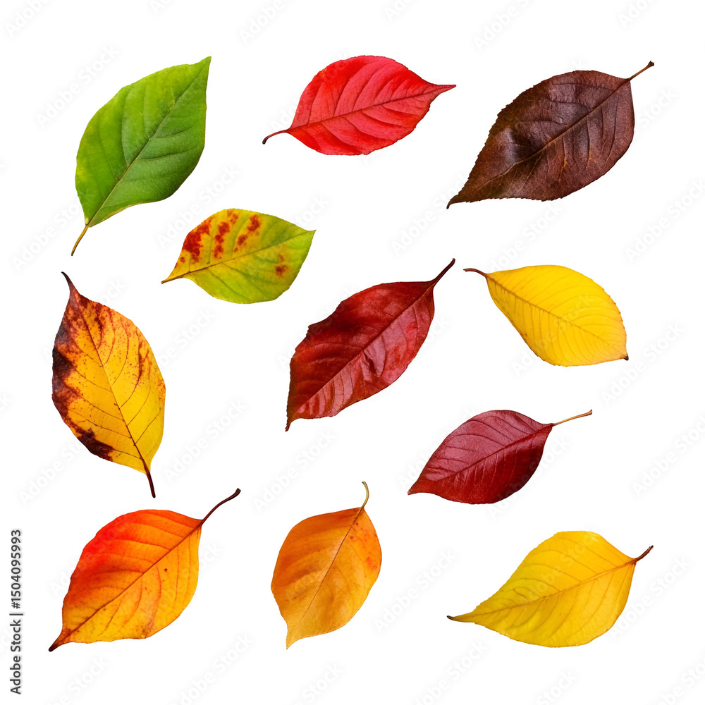 Obraz premium Colorful Autumn Leaves Falling Black Background