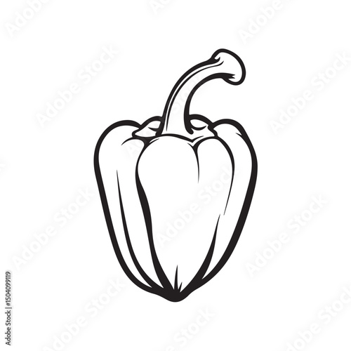 This vector illustration of a bell pepper features a fresh image of a bell pepper with bright colors and interesting details isolated on white background.