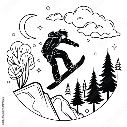 Skiing and Snowboarding Thin Line Icons - Editable Stroke