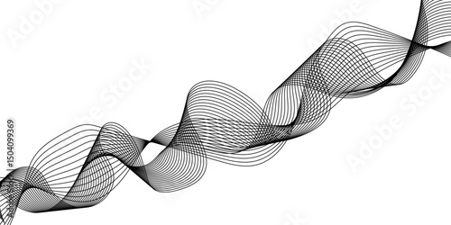 Abstract wavy gravy lines stream element for design on a gray and white background Stylized line art background. twisted curve lines and blend effect, frequency sound wave lines,