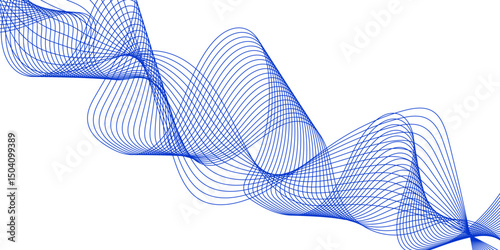 Abstract wavy gravy lines stream element for design on a white and blue background Stylized line art background. twisted curve lines and blend effect, frequency sound wave lines,
