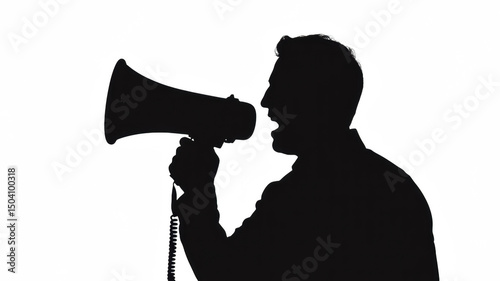 Silhouette of man with megaphone