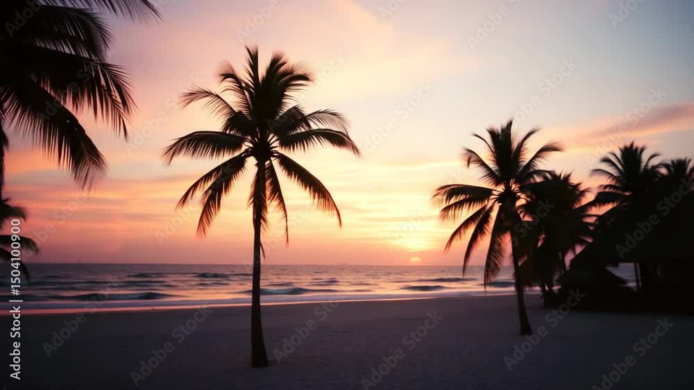 Vaporwave palm trees on the beach at sunset Retrowave background Vaporwave palm trees on the beach at sunset Retrowave background