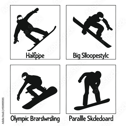 Skiing and Snowboarding Thin Line Icons - Editable Stroke