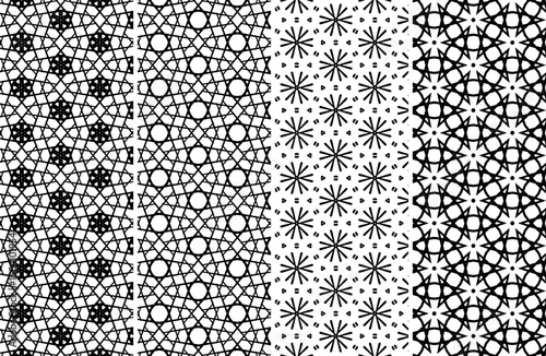 Geometric Seamless Patterns Black White Textile Design Repeating Backgrounds