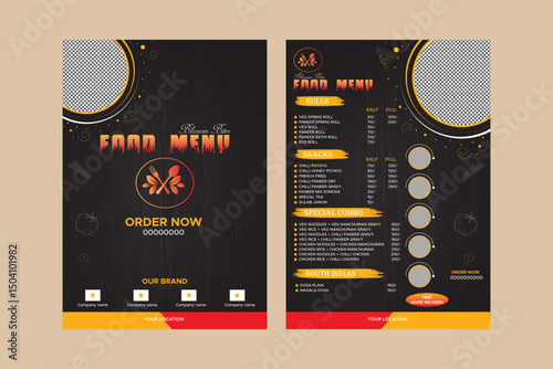 restaurant menu design template on chalkboard background vector illustration.
