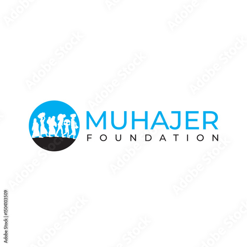 Elegant Muhjeer Foundation logo featuring a symbolic icon like a helping hand, book, or leaf, perfect for nonprofit organizations focused on education, community service, or social development.
