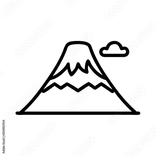 Mount Fuji illustration, black lines, simple design, for travel blogs