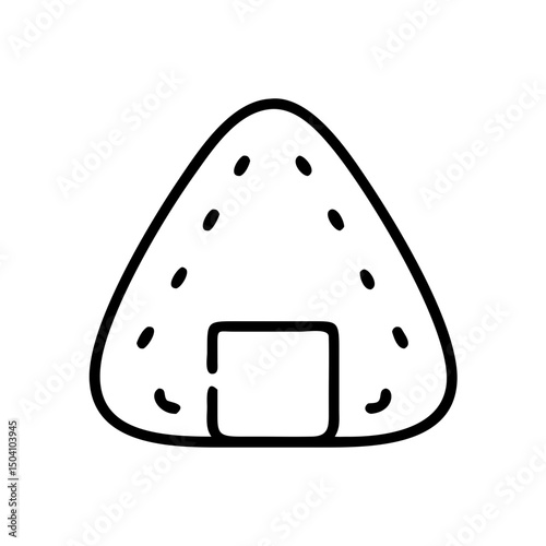 Onigiri rice ball, line art illustration, black and white, for food blogs