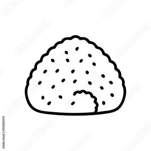 Rice ball illustration, simple line art, for menus or websites