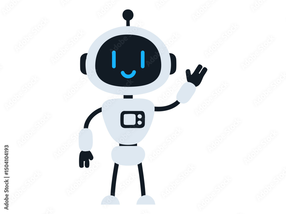 Friendly Robot in a Welcoming Pose illustration logo design clipart mascot Friendly Robot in a Welcoming Pose illustration logo design clipart mascot