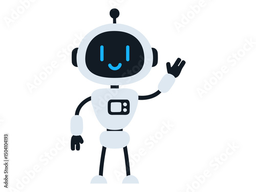 Friendly Robot in a Welcoming Pose illustration logo design clipart mascot