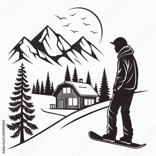 Skiing and Snowboarding Thin Line Icons - Editable Stroke