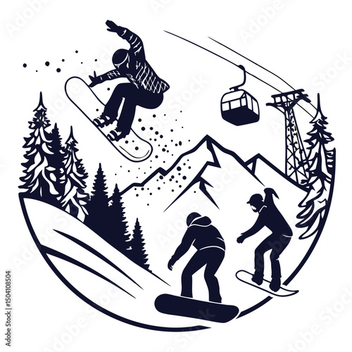 Skiing and Snowboarding Thin Line Icons - Editable Stroke