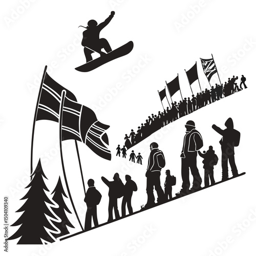 Skiing and Snowboarding Thin Line Icons - Editable Stroke