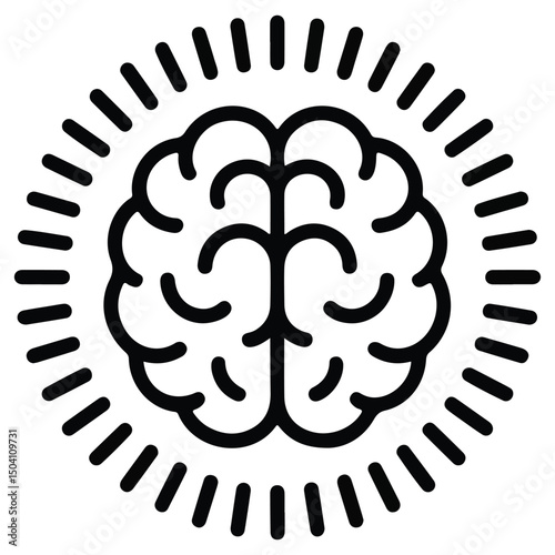Hand Draw Human Potential Brain vector outline, Hand Drawn Images vector outline with hand outline. silhouette.