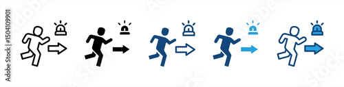 Emergency Evacuation icon sheet multiple style collection