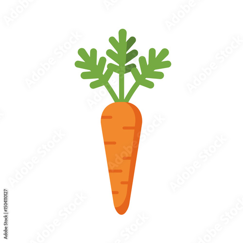 Carrot with green leaves in flat design style for gardening icon  