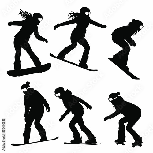 Skiing and Snowboarding Thin Line Icons - Editable Stroke